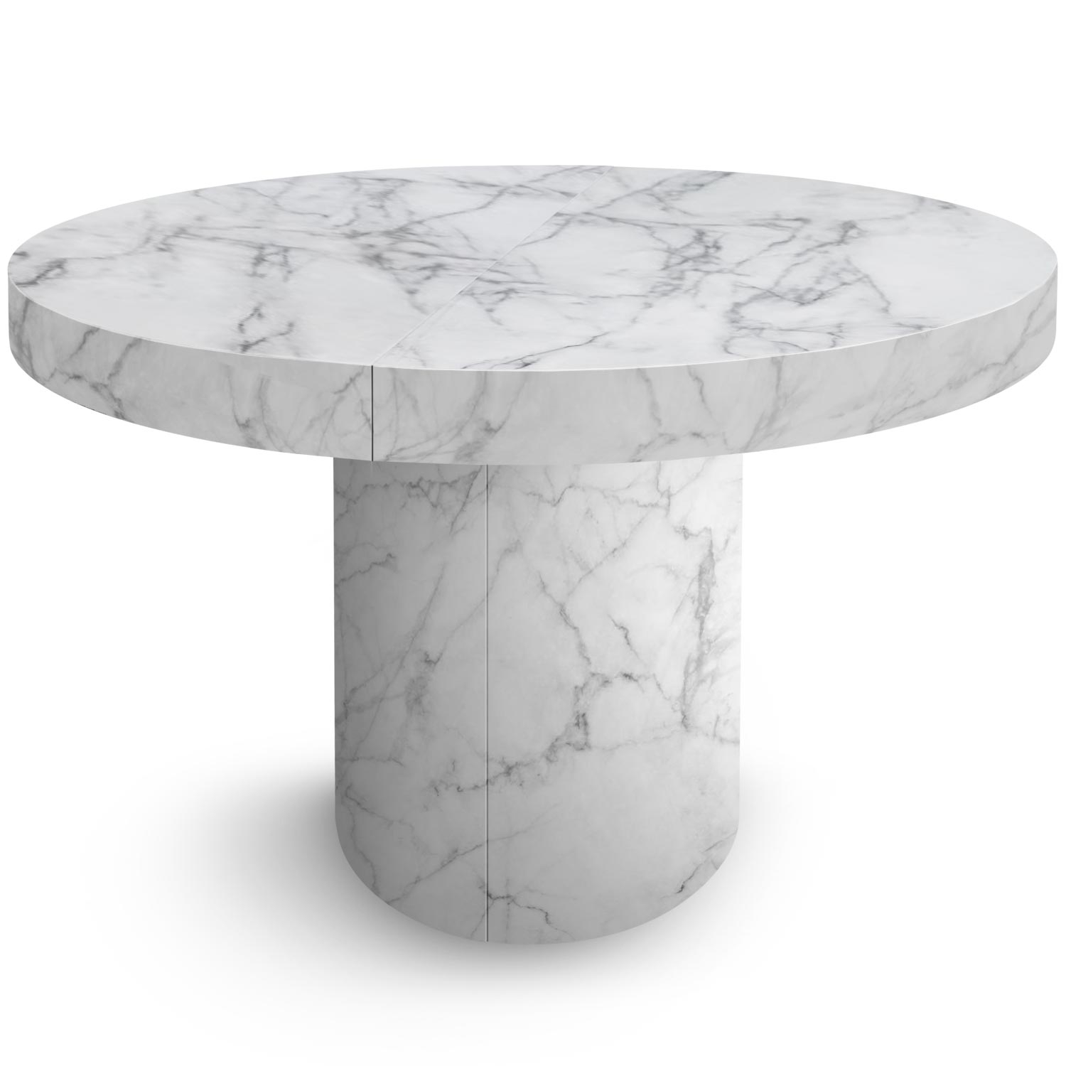 Tavolo tondo allungabile Suzie ad effetto marmo 