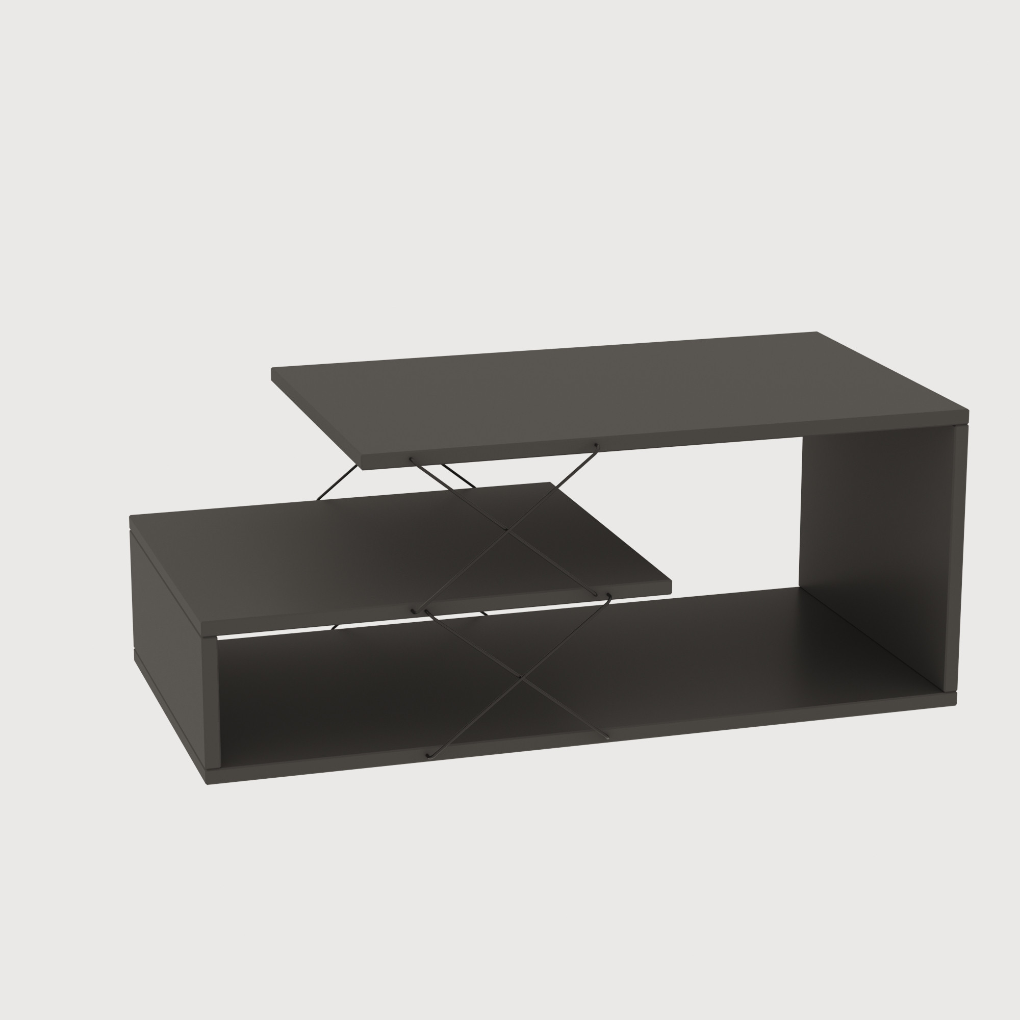 Tavolino di design con 3 ripiani Loiria Nero e grigio scuro