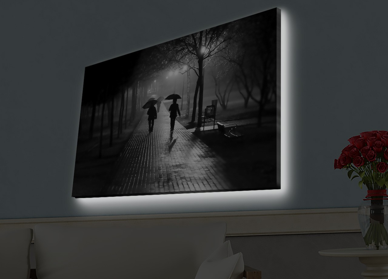 LED Lucendi decorativo luce bordo scena notturna 30 x 90 cm Tela scamosciata Legno Multicolore