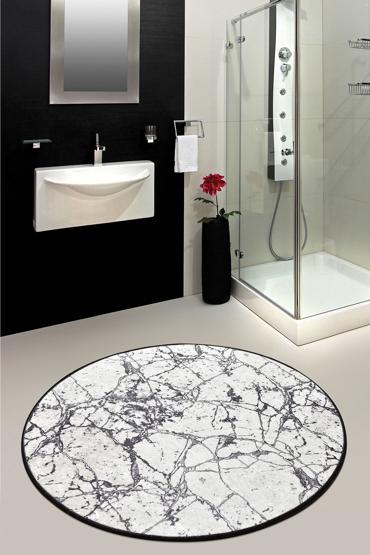Tappeto rotondo da bagno Artem Ø100 cm marmo crepe Micro Poliammide 