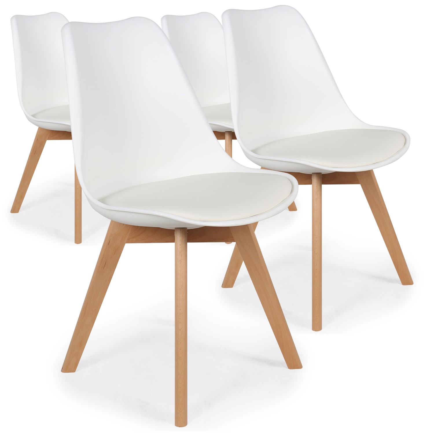 Set di 4 sedie scandinave Conor Simili (PU) Bianco