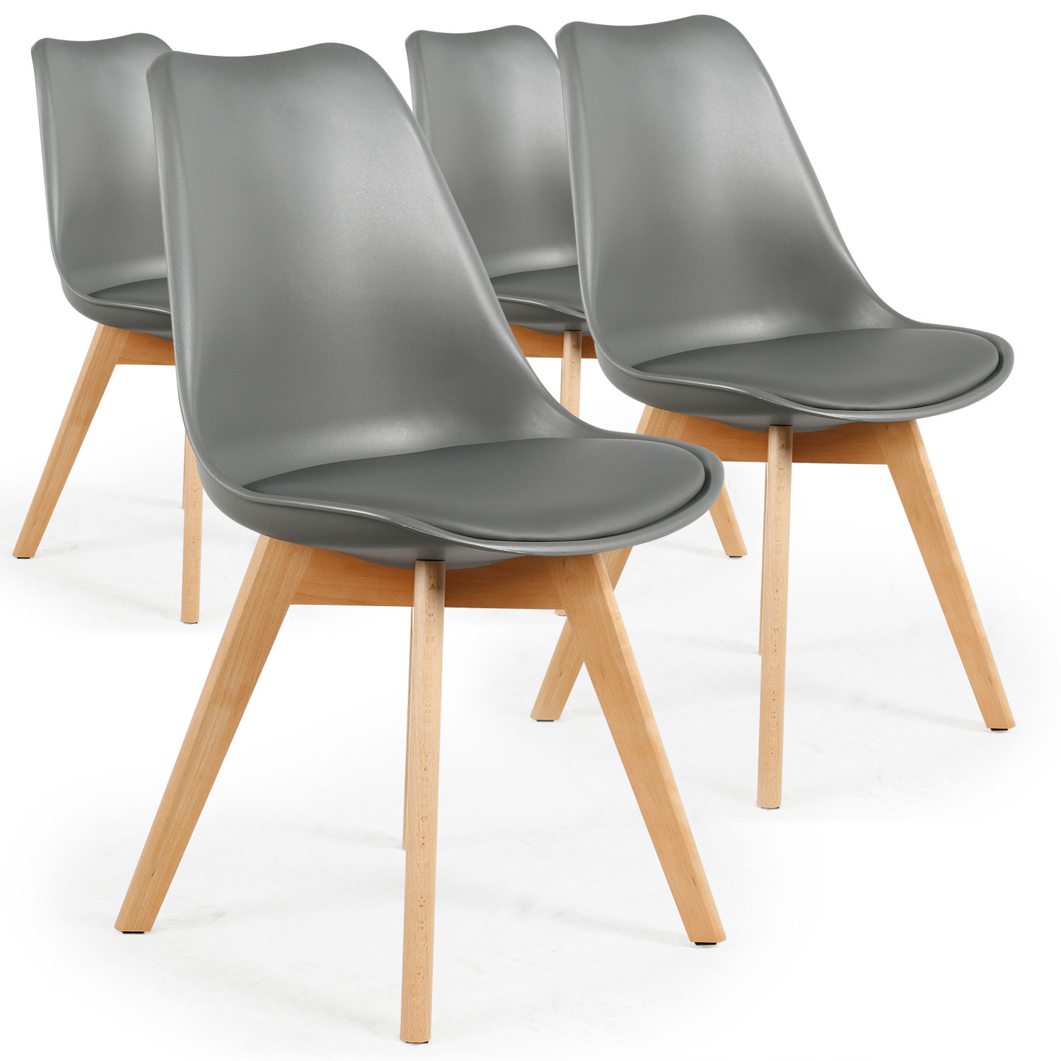 Set di 4 sedie stile scandinavo Bovary grigie