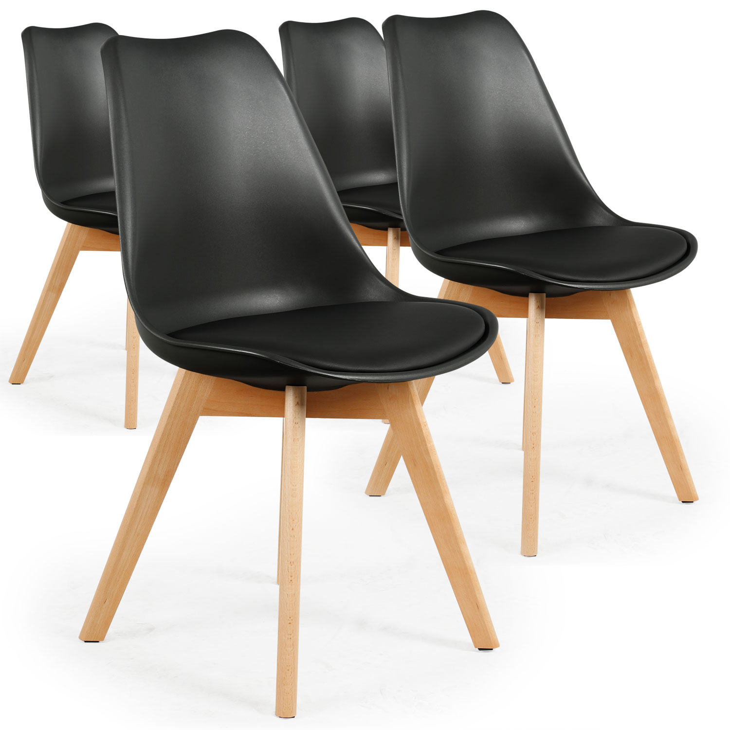Set di 4 sedie stile scandinavo Bovary nero